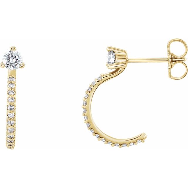 Diamantcreoler i 14 kt gult gull, 0,33 ct totalt, rund sten 3 mm (par) fra Smykke24