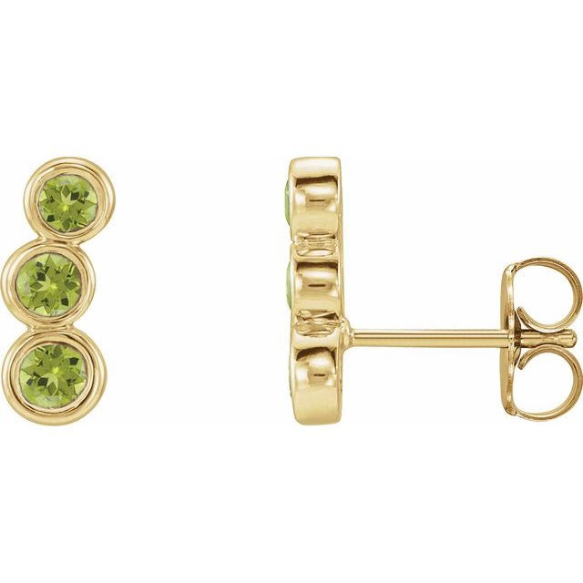 Øredobber i 14 kt gult gull med peridot, rund sten 3 mm (par) fra Smykke24