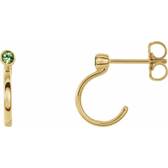 Creoler i 14 kt gult gull med peridot, rund sten 3 mm (par) fra Smykke24