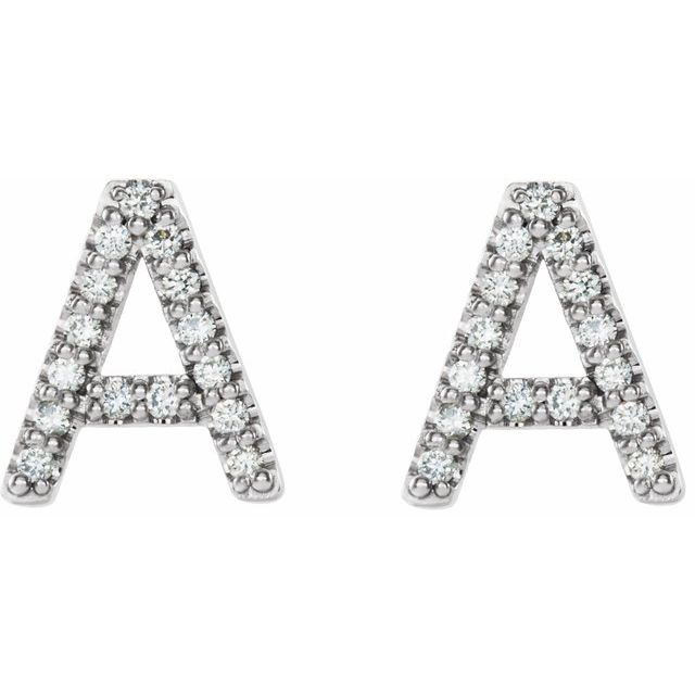 Bokstavøredobber «A» i 14 kt hvitt gull med diamant, 0,125 ct totalt (par) fra Smykke24