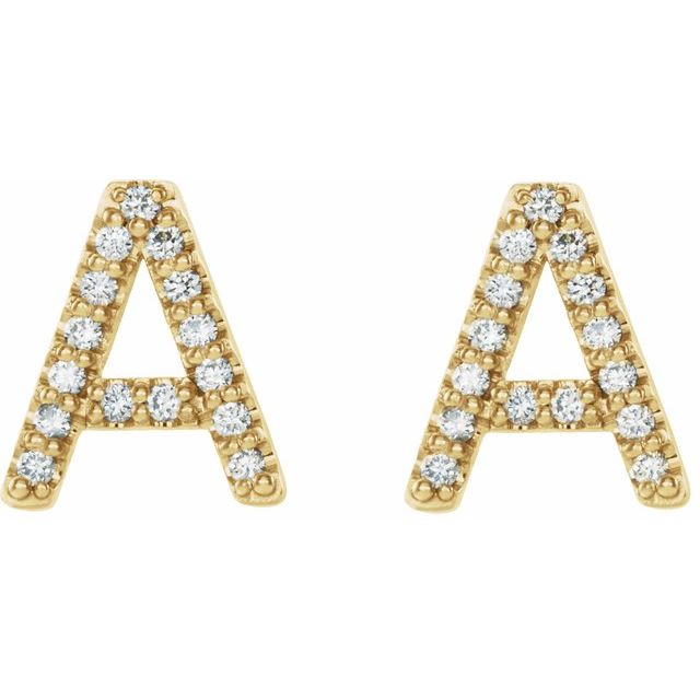 Bokstavøredobber «A» i 14 kt gult gull med diamant, 0,125 ct totalt (par) fra Smykke24