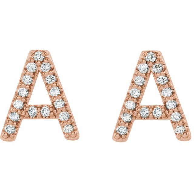 Bokstavøredobber «A» i 14 kt roségull med diamant, 0,125 ct totalt (par) fra Smykke24