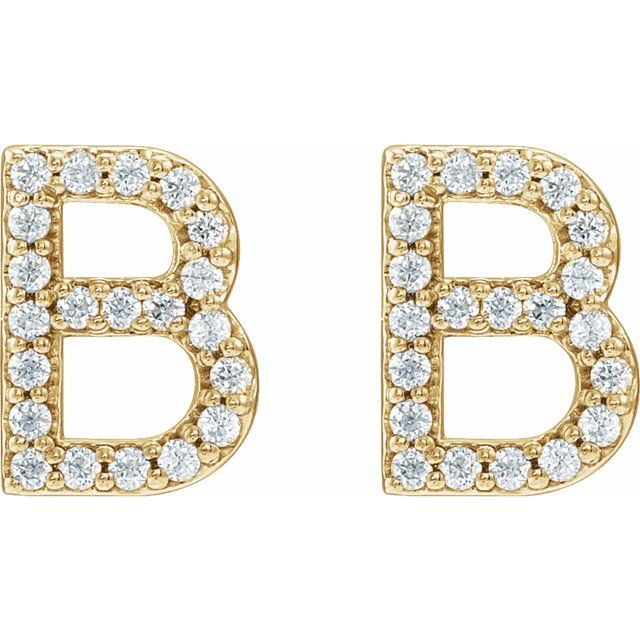 Bokstavøredobber «B» i 14 kt gult gull med diamant, 0,20 ct totalt (par) fra Smykke24