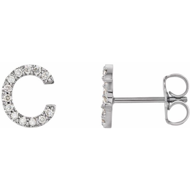 Bokstavøredobber «C» i 14 kt hvitt gull med diamant, 0,10 ct totalt (par) fra Smykke24