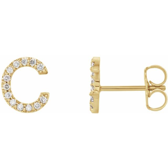 Bokstavøredobber «C» i 14 kt gult gull med diamant, 0,10 ct totalt (par) fra Smykke24