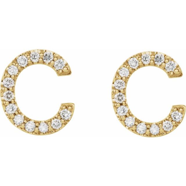 Bokstavøredobber «C» i 14 kt gult gull med diamant, 0,10 ct totalt (par) fra Smykke24