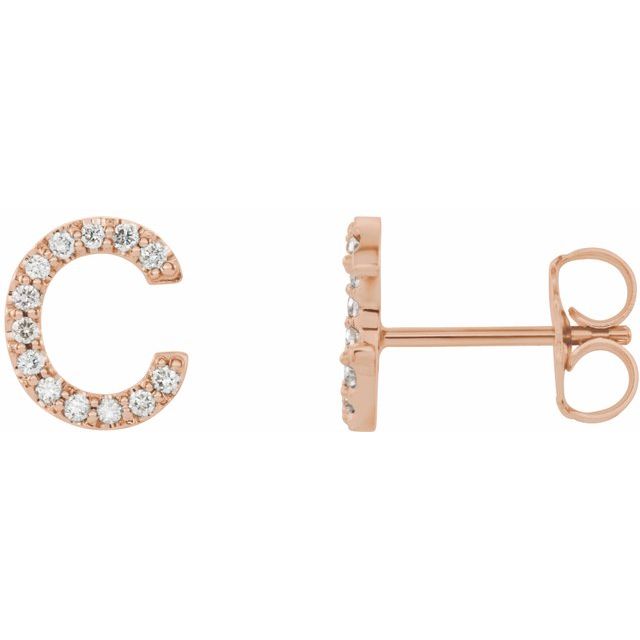 Bokstavøredobber «C» i 14 kt roségull med diamant, 0,10 ct totalt (par) fra Smykke24