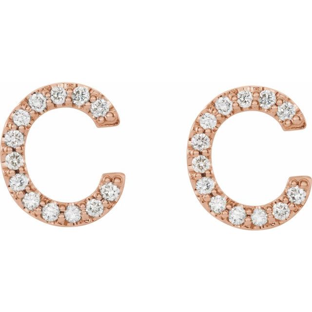 Bokstavøredobber «C» i 14 kt roségull med diamant, 0,10 ct totalt (par) fra Smykke24