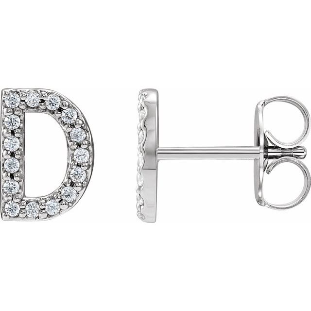 Bokstavøredobber «D» i 14 kt hvitt gull med diamant, 0,17 ct totalt (par) fra Smykke24