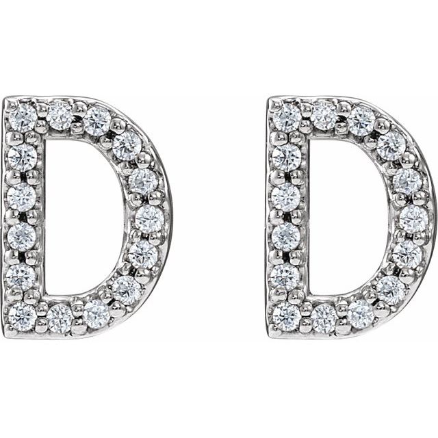 Bokstavøredobber «D» i 14 kt hvitt gull med diamant, 0,17 ct totalt (par) fra Smykke24
