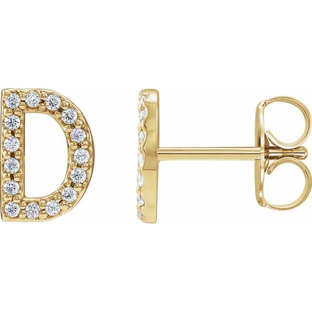 Bokstavøredobber «D» i 14 kt gult gull med diamant, 0,17 ct totalt (par) fra Smykke24