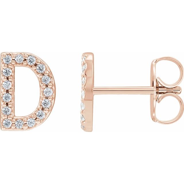 Bokstavøredobber «D» i 14 kt roségull med diamant, 0,17 ct totalt (par) fra Smykke24
