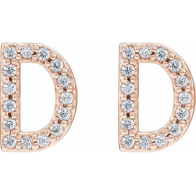 Bokstavøredobber «D» i 14 kt roségull med diamant, 0,17 ct totalt (par) fra Smykke24