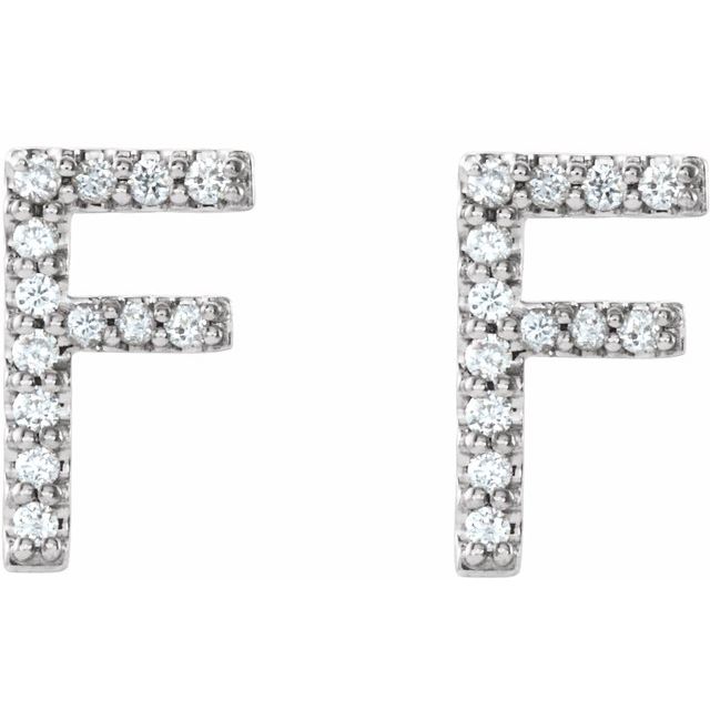 Bokstavøredobber «F» i 14 kt hvitt gull med diamant, 0,08 ct totalt (par) fra Smykke24