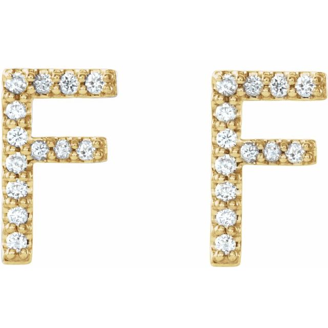 Bokstavøredobber «F» i 14 kt gult gull med diamant, 0,08 ct totalt (par) fra Smykke24