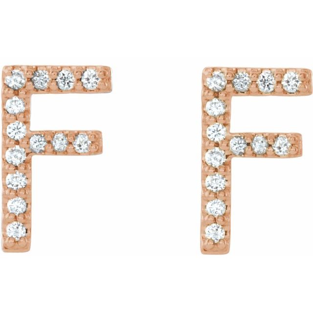 Bokstavøredobber «F» i 14 kt roségull med diamant, 0,08 ct totalt (par) fra Smykke24