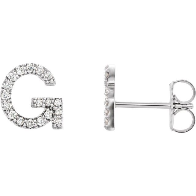 Bokstavøredobber «G» i 14 kt hvitt gull med diamant, 0,125 ct totalt (par) fra Smykke24
