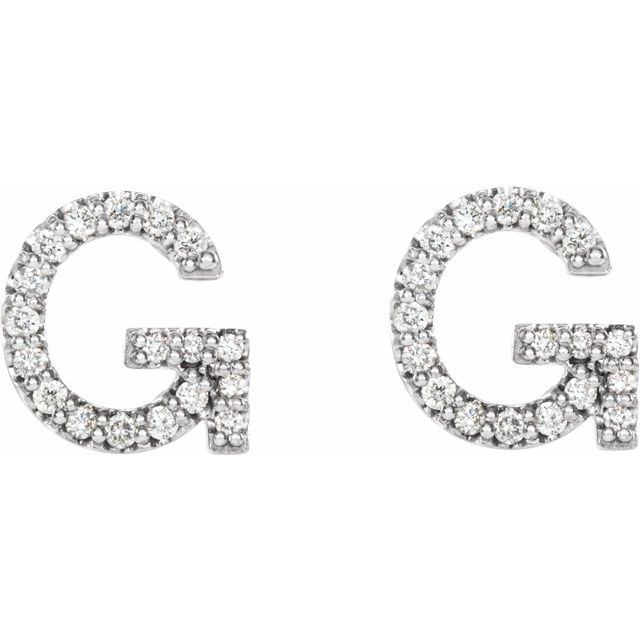 Bokstavøredobber «G» i 14 kt hvitt gull med diamant, 0,125 ct totalt (par) fra Smykke24