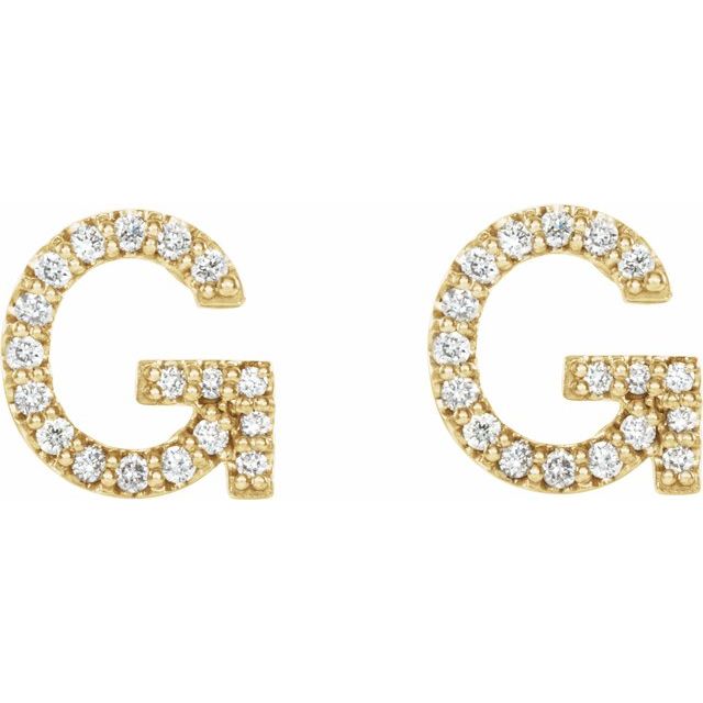 Bokstavøredobber «G» i 14 kt gult gull med diamant, 0,125 ct totalt (par) fra Smykke24