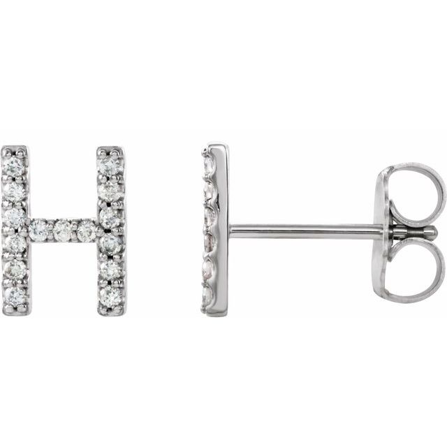 Bokstavøredobber «H» i 14 kt hvitt gull med diamant, 0,125 ct totalt (par) fra Smykke24