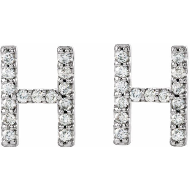 Bokstavøredobber «H» i 14 kt hvitt gull med diamant, 0,125 ct totalt (par) fra Smykke24
