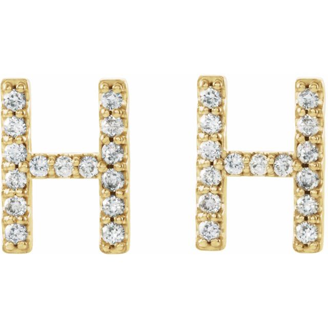 Bokstavøredobber «H» i 14 kt gult gull med diamant, 0,125 ct totalt (par) fra Smykke24