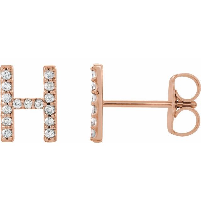 Bokstavøredobber «H» i 14 kt roségull med diamant, 0,125 ct totalt (par) fra Smykke24