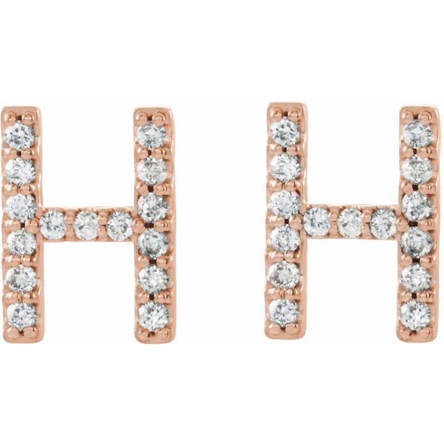 Bokstavøredobber «H» i 14 kt roségull med diamant, 0,125 ct totalt (par) fra Smykke24