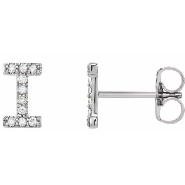 Bokstavøredobber «I» i 14 kt hvitt gull med diamant, 0,08 ct totalt (par) fra Smykke24