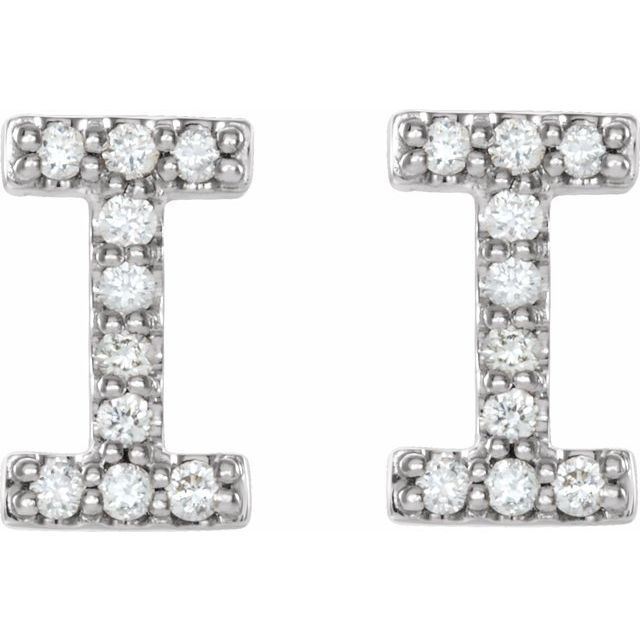 Bokstavøredobber «I» i 14 kt hvitt gull med diamant, 0,08 ct totalt (par) fra Smykke24
