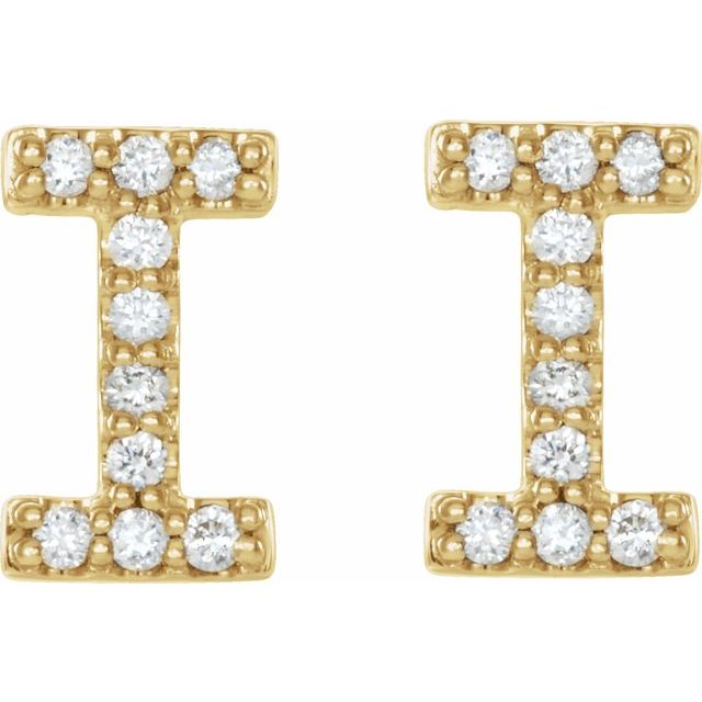 Bokstavøredobber «I» i 14 kt gult gull med diamant, 0,08 ct totalt (par) fra Smykke24