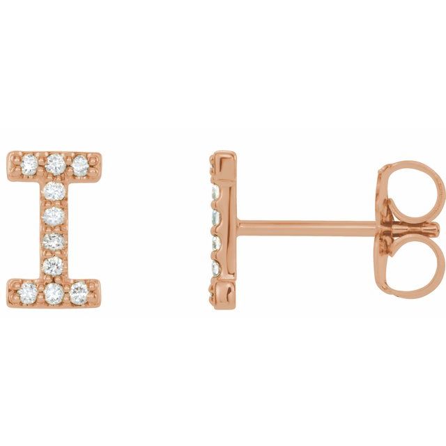 Bokstavøredobber «I» i 14 kt roségull med diamant, 0,08 ct totalt (par) fra Smykke24