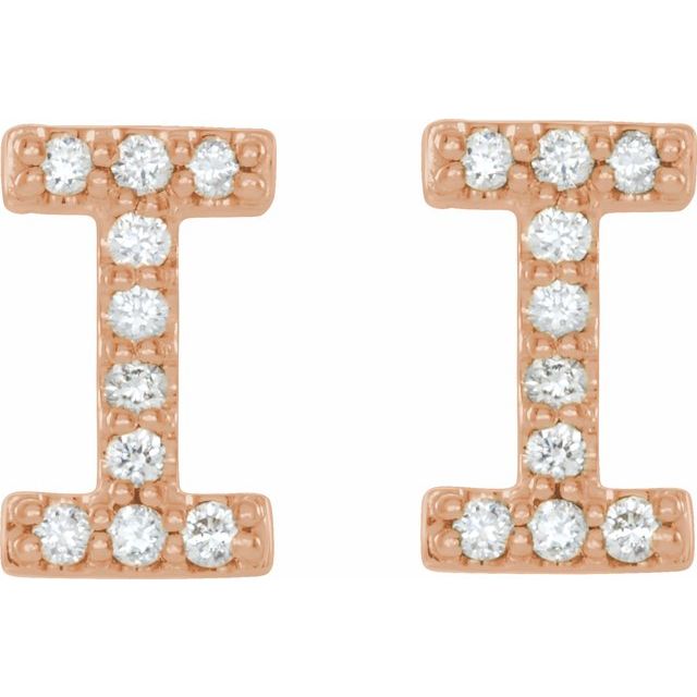 Bokstavøredobber «I» i 14 kt roségull med diamant, 0,08 ct totalt (par) fra Smykke24