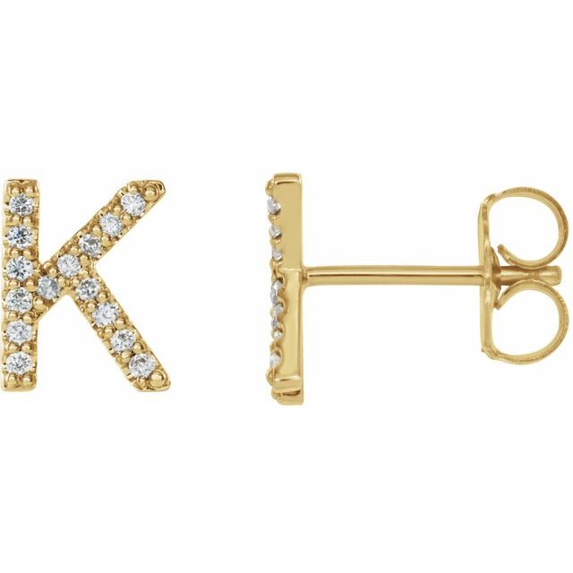 Bokstavøredobber «K» i 14 kt gult gull med diamant, 0,125 ct totalt (par) fra Smykke24