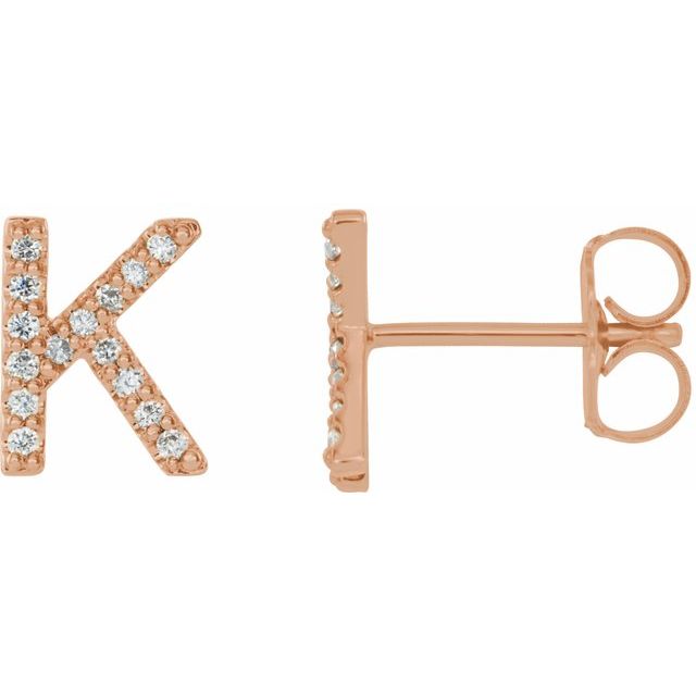 Bokstavøredobber «K» i 14 kt roségull med diamant, 0,125 ct totalt (par) fra Smykke24
