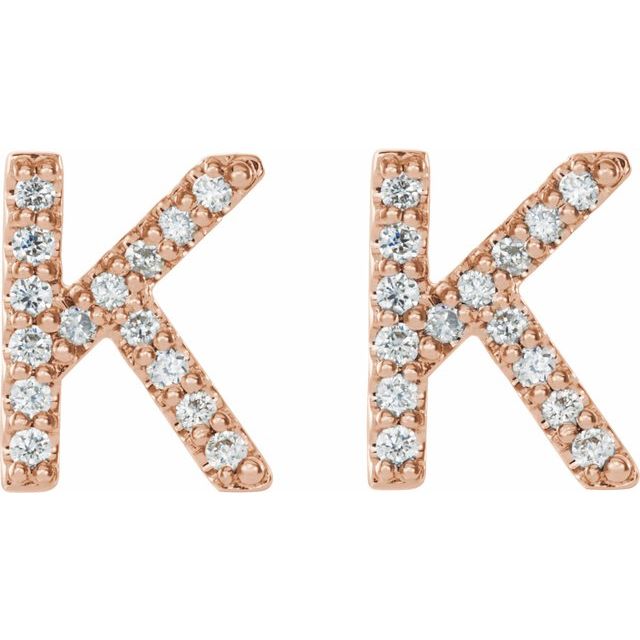 Bokstavøredobber «K» i 14 kt roségull med diamant, 0,125 ct totalt (par) fra Smykke24