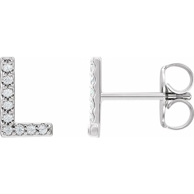 Bokstavøredobber «L» i 14 kt hvitt gull med diamant, 0,07 ct totalt (par) fra Smykke24