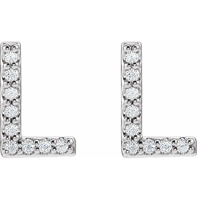 Bokstavøredobber «L» i 14 kt hvitt gull med diamant, 0,07 ct totalt (par) fra Smykke24
