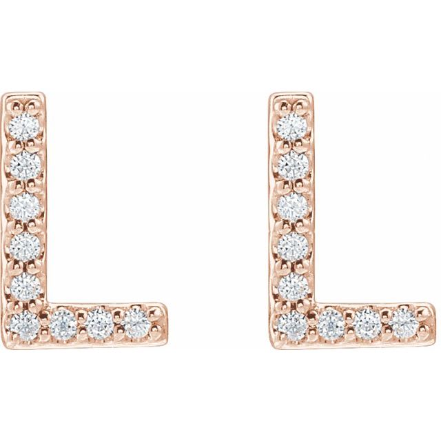 Bokstavøredobber «L» i 14 kt roségull med diamant, 0,07 ct totalt (par) fra Smykke24