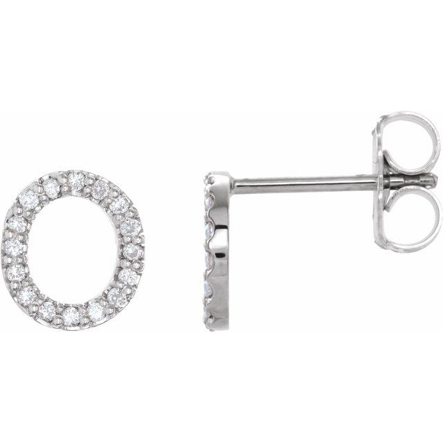 Bokstavøredobber «O» i 14 kt hvitt gull med diamant, 0,125 ct totalt (par) fra Smykke24