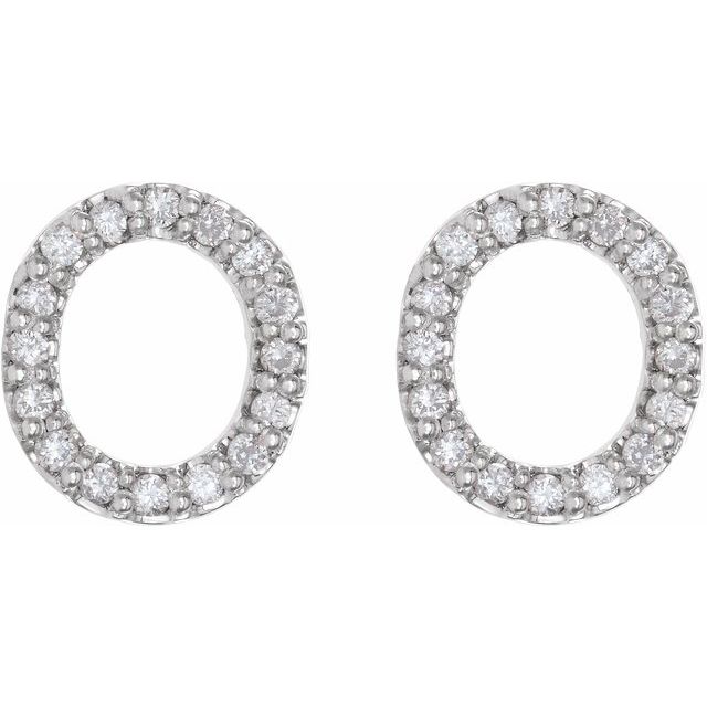 Bokstavøredobber «O» i 14 kt hvitt gull med diamant, 0,125 ct totalt (par) fra Smykke24