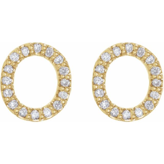 Bokstavøredobber «O» i 14 kt gult gull med diamant, 0,125 ct totalt (par) fra Smykke24