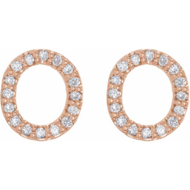 Bokstavøredobber «O» i 14 kt roségull med diamant, 0,125 ct totalt (par) fra Smykke24