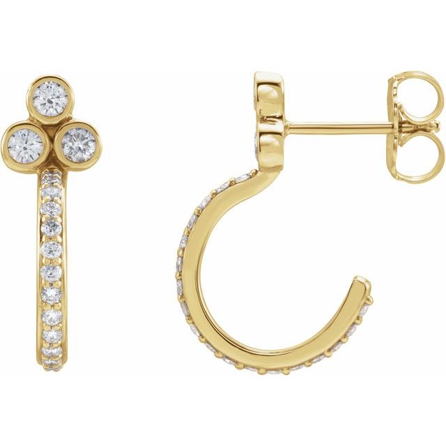 Diamantcreoler i 14 kt gult gull, 0,50 ct totalt, rund sten 2 mm (par) fra Smykke24
