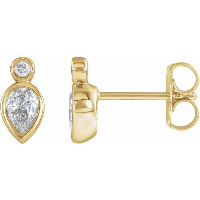 Diamantøredobber i 14 kt gult gull, 0,33 ct totalt, dråpeformet sten 4,5 × 3 mm (par) fra Smykke24
