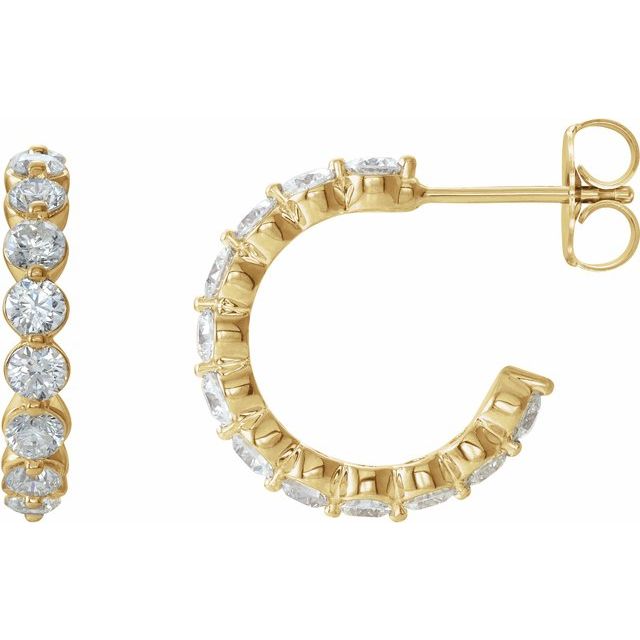 Diamantcreoler i 14 kt gult gull, 1,375 ct totalt, rund sten 2,5 mm, lengde 16,5 mm, tykkelse 2,8 mm (par) fra Smykke24