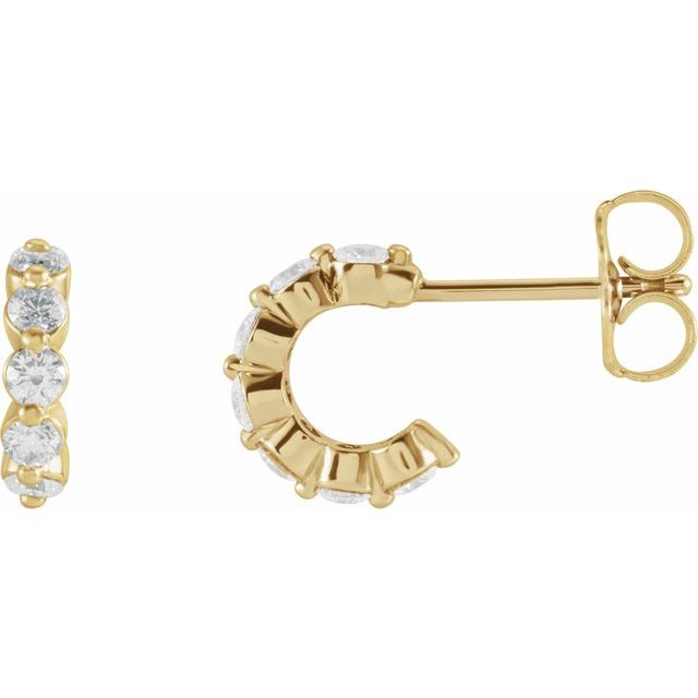 Diamantcreoler i 14 kt gult gull, 0,375 ct totalt, rund sten 2 mm, lengde 9,25 mm, tykkelse 2,2 mm (par) fra Smykke24