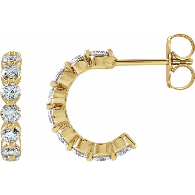 Øredobber i 14 kt gult gull med laboratoriedyrket diamant, 0,75 ct totalt, rund sten 2,2 mm, lengde 12,76 mm, tykkelse 2,4 mm (par) fra Smykke24