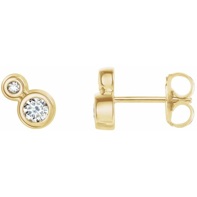 Øredobber i 14 kt gult gull med diamant og hvit safir, 0,125 ct totalt, rund sten 5 mm (par) fra Smykke24