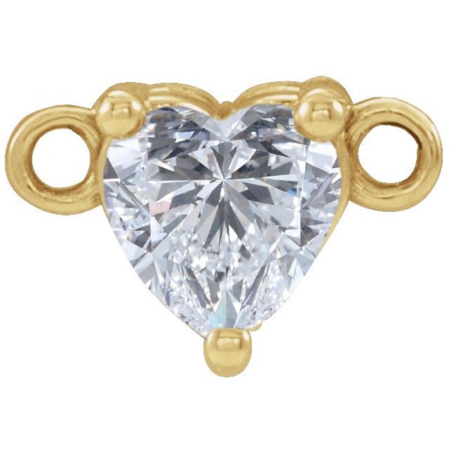 Hjerteanheng i 14 kt gult gull med diamant, 0,25 ct totalt, hjerteformet sten 4 × 4 mm fra Smykke24